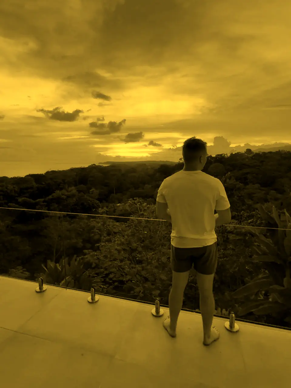 Watching the sun set over the treeline in Costa Rica